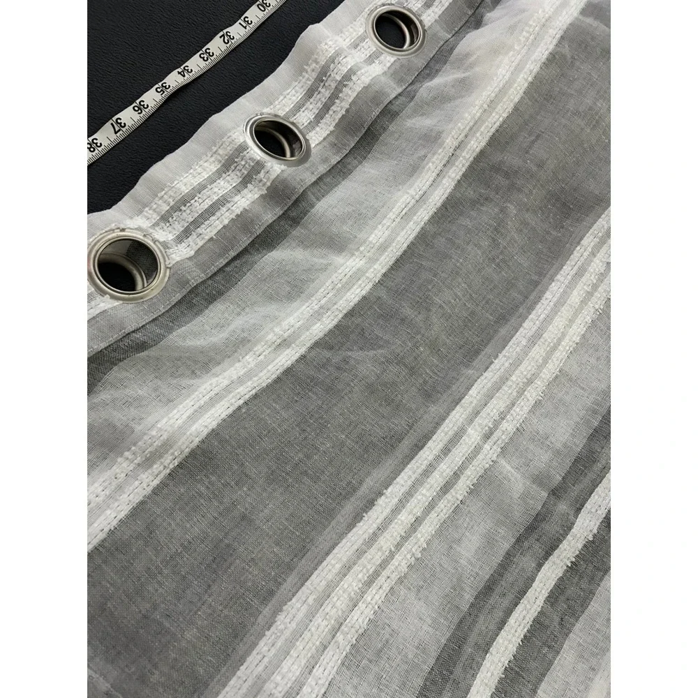 At Home Gray White Stripe Grommet Top Window‎ Curtain 2 Panels 50x82